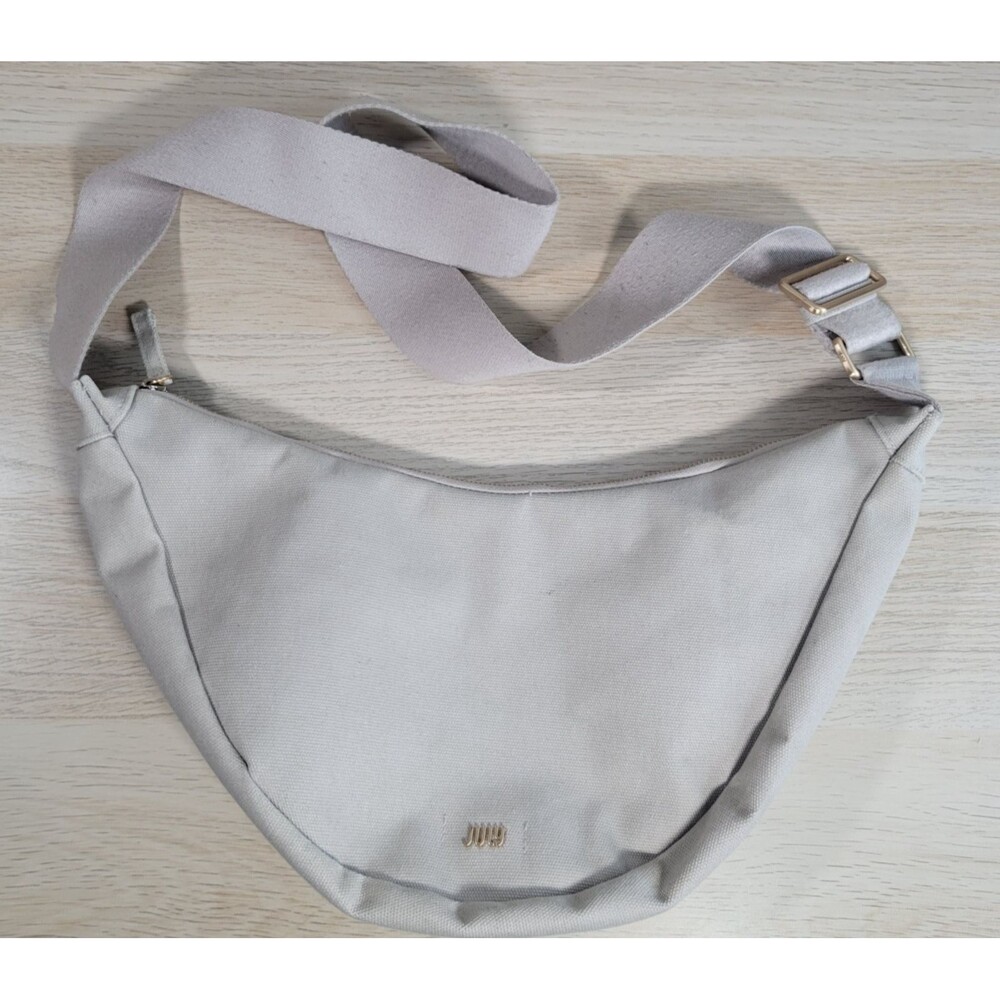 JULY Everyday Crescent Bag Minimalist Sling Crossbody Travel Tote Beige Canvas